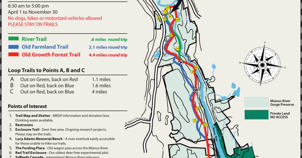 mianus river gorge trail map westchester