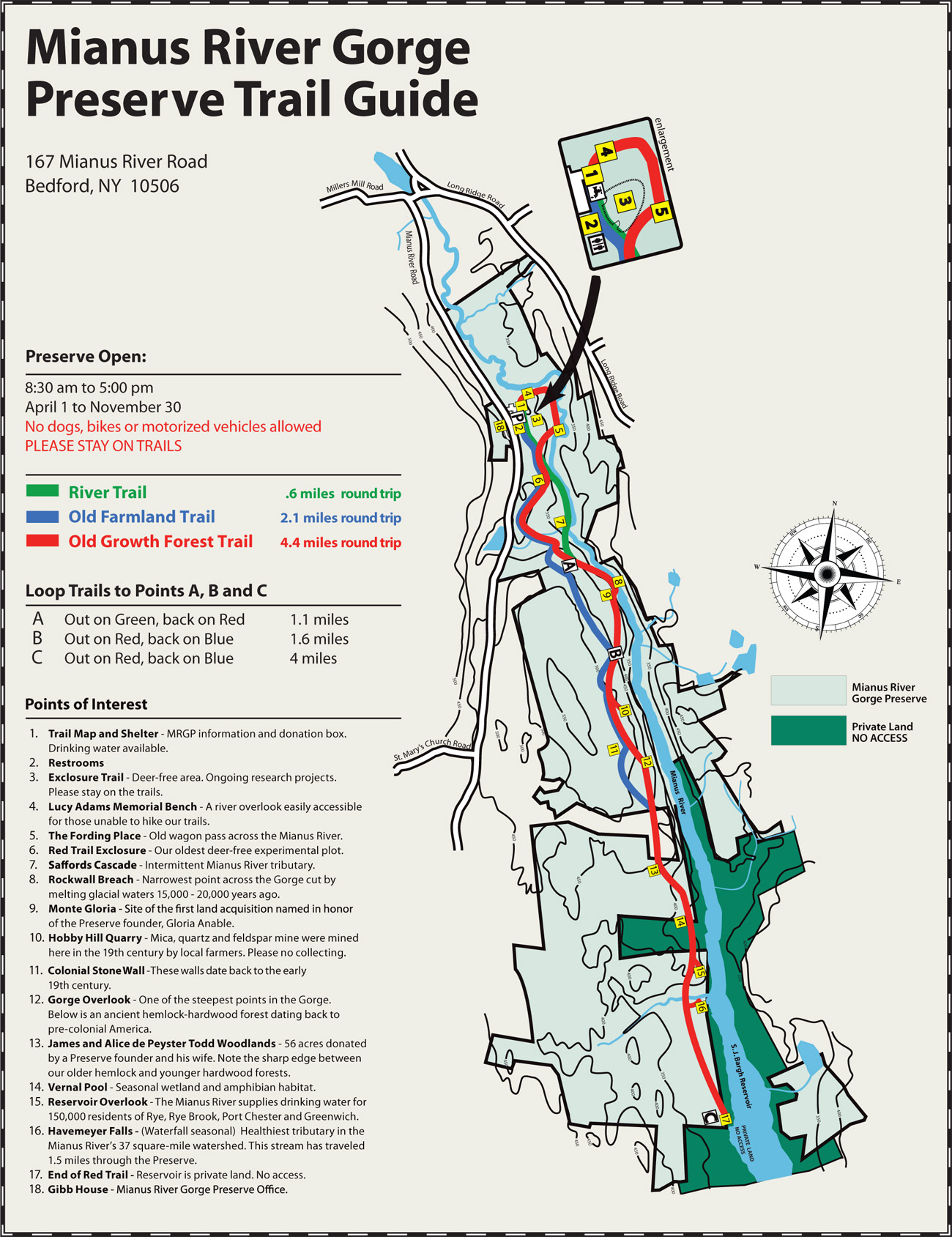 mianus river gorge trail map westchester