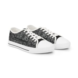 Men's Low Top Sneakers – Black 'Sundays' Graphic Casual Shoes