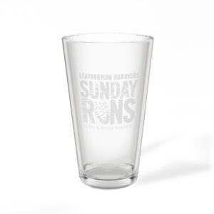 Engraved 16oz Pint Mixing Glass — Sunday Runs Branded