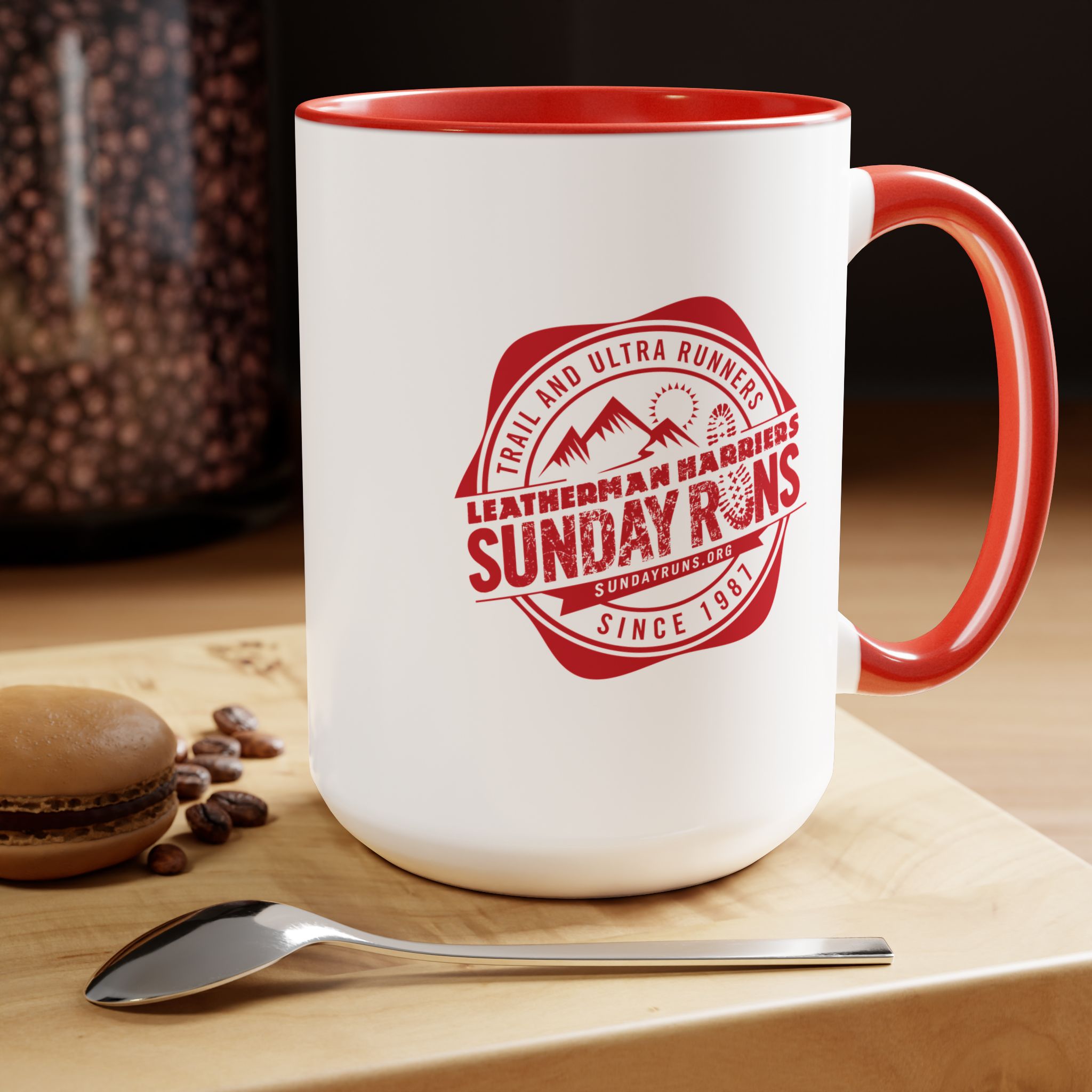 Sunday Runs Vintage Crest Two-Tone Coffee Mug, 15oz - Image 4